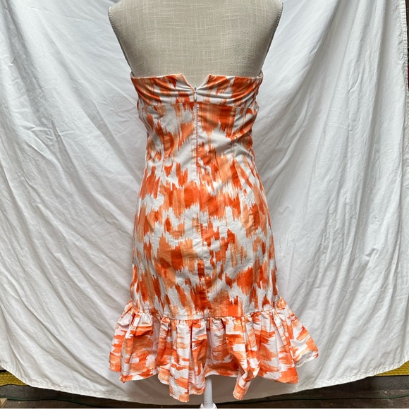 Cache Orange and White Strapless Mini Dress Size 6 - Picture 6 of 9